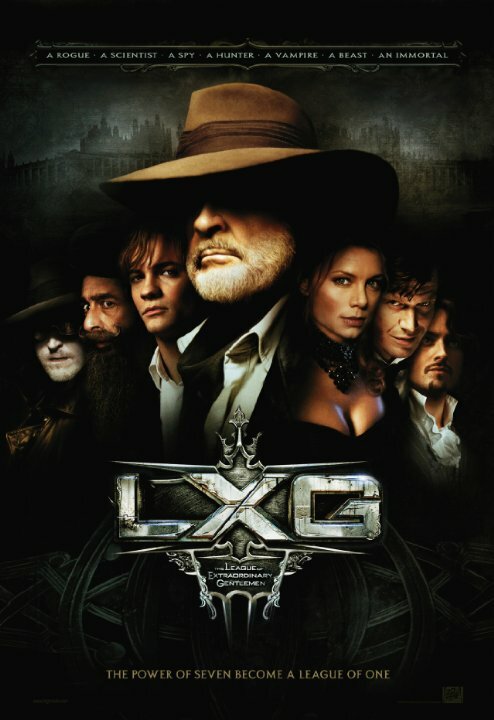 LXG movie poster with Sean Connery in a wide hat surrounded by six Victorian adventurers